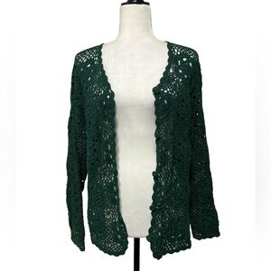 Vintage Secret Ingredient Floral Crochet Button Down Cardigan Sweater